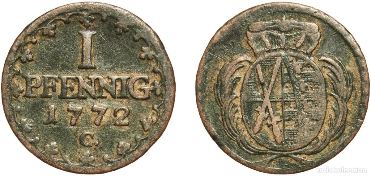 Monedas antiguas de Europa: Germany Electorate of Saxony (Albertinian Line) German states 1772 1 Pfennig - Frederick August III