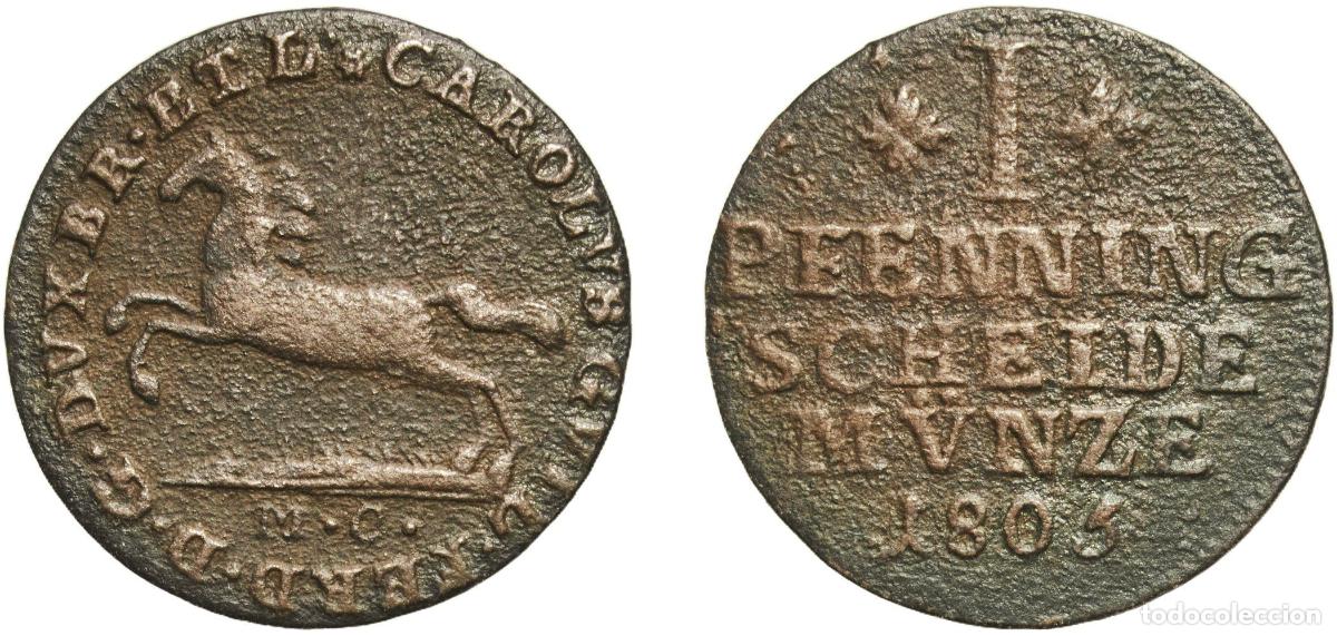 Monedas antiguas de Europa: Germany Principality of Brunswick-Wolfenb&uuml;ttel German states 1805 MC 1 Pfenning - Charles William F
