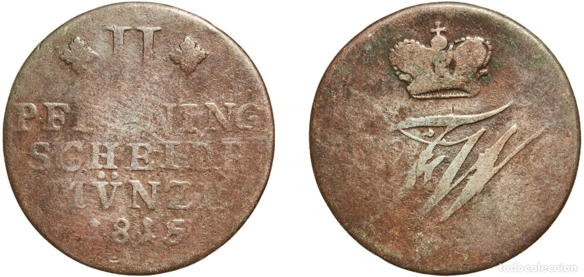 Monedas antiguas de Europa: Germany Principality of Brunswick-Wolfenb&uuml;ttel German states 1815 2 Pfenning - Fredrich William Cop