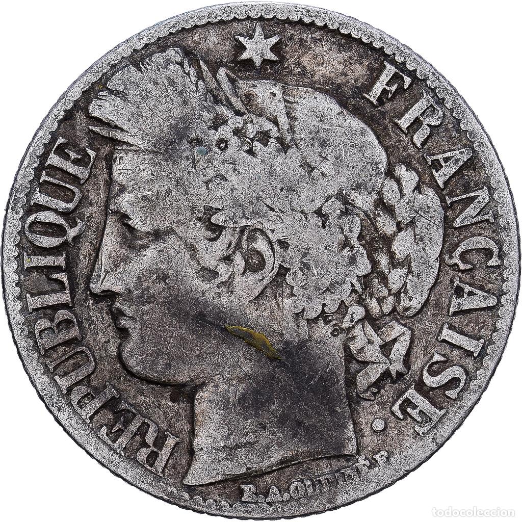 Monedas antiguas de Europa: [#1224175] Francia, Franc, C&eacute;r&egrave;s, 1871, Bordeaux, Plata, BC, KM:822.2