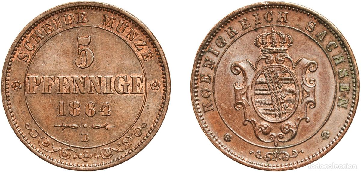 Monedas antiguas de Europa: Germany Kingdom of Saxony German states 1864 5 Pfennige - John Copper Dresden Mint (1090000) 7.39g