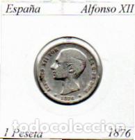 Monedas antiguas de Europa: ESPA&Ntilde;A 1876, 1 PESETA, ALFONSO XII, AG;