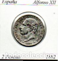 Monedas antiguas de Europa: ESPA&Ntilde;A 1882 (2), 2 PESETAS, ALFONSO XII, AG;