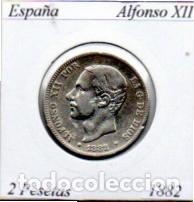 Monedas antiguas de Europa: ESPA&Ntilde;A 1882 (3), 2 PESETAS, ALFONSO XII, AG;