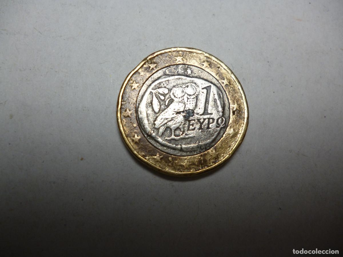 Monedas antiguas de Europa: MONEDA UN EURO B&Uacute;HO - GRECIA - (EST&Aacute; COMO EN LAS FOTOS) POSIBLES ERRORES? O DETERIORO?