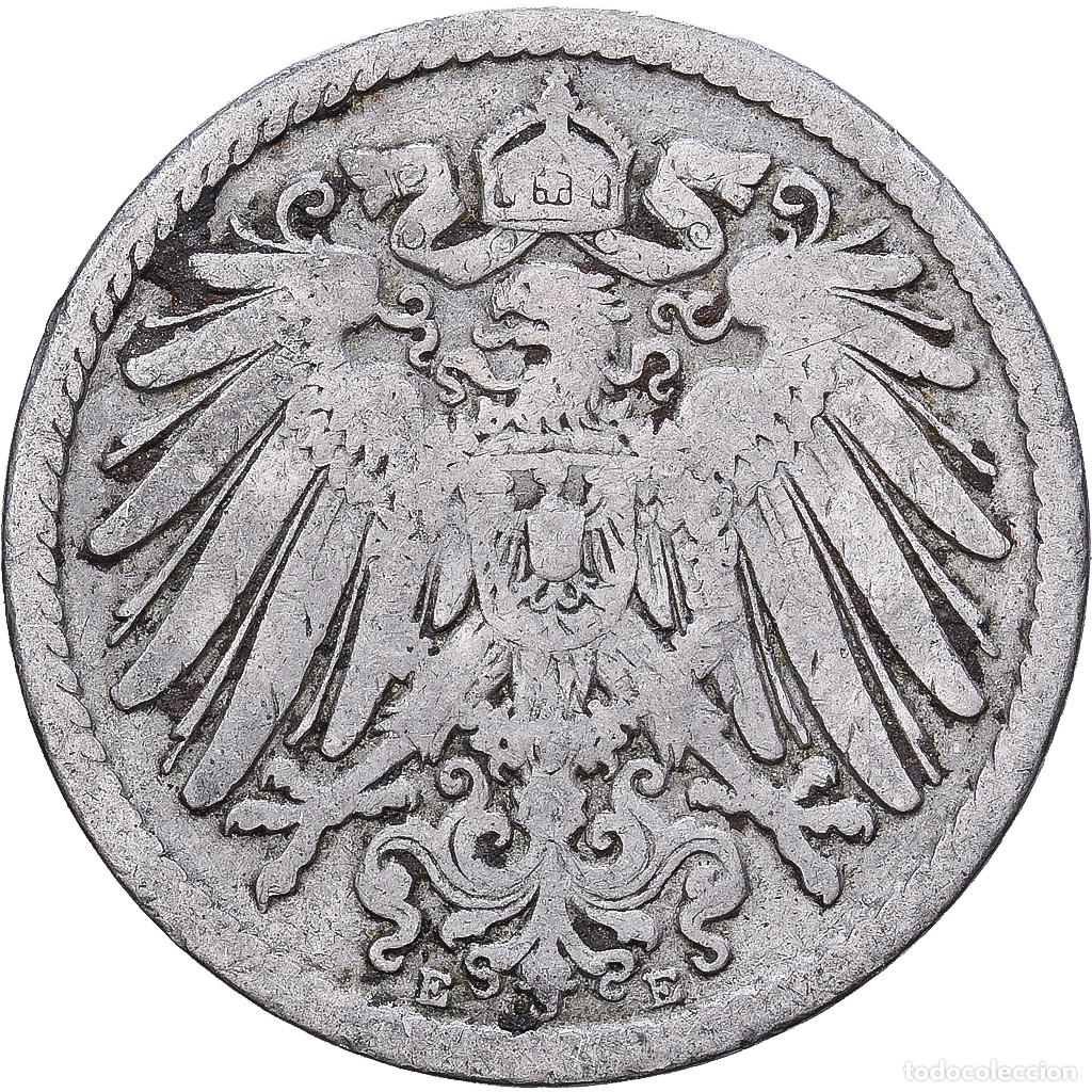 Monedas antiguas de Europa: [#1224222] ALEMANIA - IMPERIO, Wilhelm II, 5 Pfennig, 1894, Muldenh&uuml;tten, Cobre - n&iacute;quel