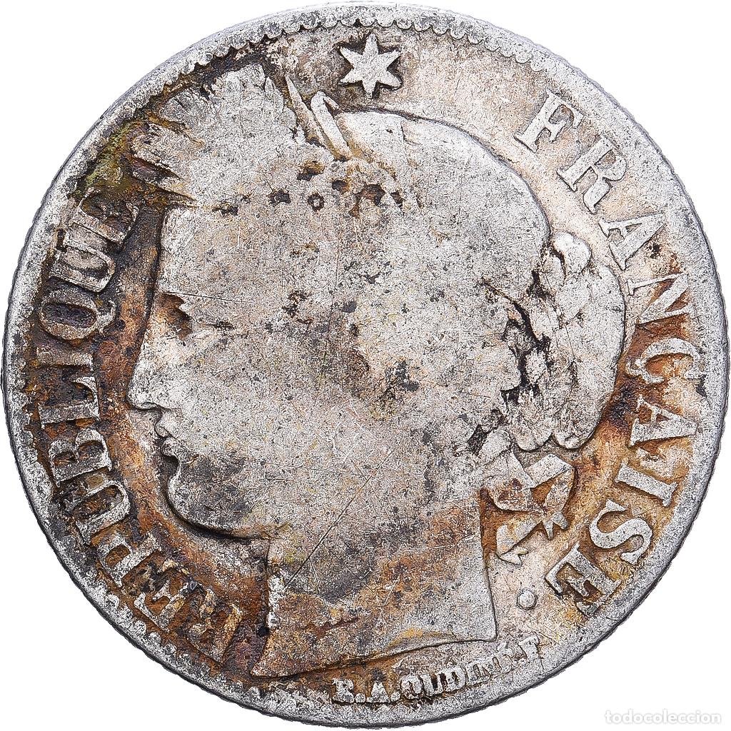 Monedas antiguas de Europa: [#1224211] Francia, Franc, C&eacute;r&egrave;s, 1871, Paris, Plata, BC, Gadoury:465a, KM:822.1