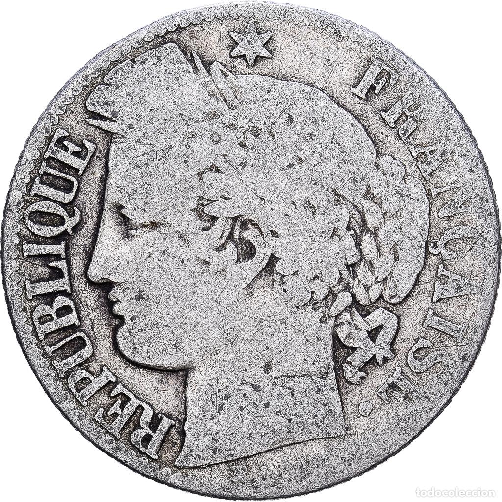 Monedas antiguas de Europa: [#1224228] Francia, Franc, C&eacute;r&egrave;s, 1872, Paris, Plata, BC, Gadoury:465a, KM:822.1