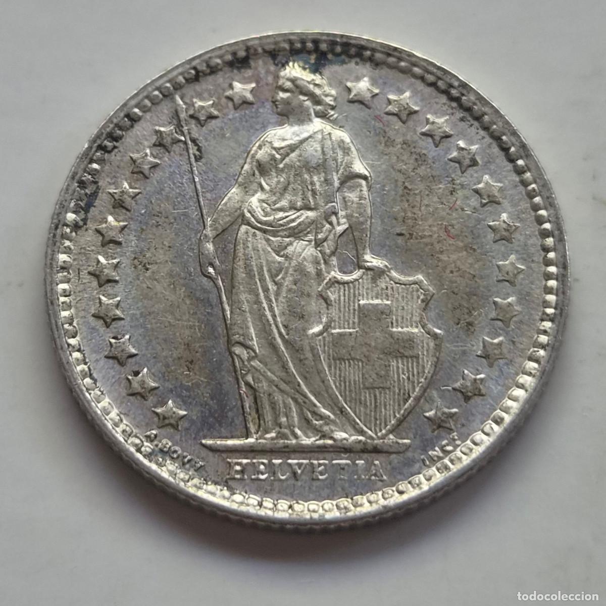 Monedas antiguas de Europa: SUIZA 1/2 FRANCO 1957. EBC+ BRILLO ORIGINAL