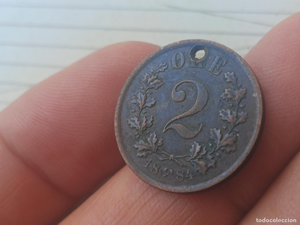 Monedas antiguas de Europa: NORUEGA 2 ORE OSCAR II 1884, agujerito