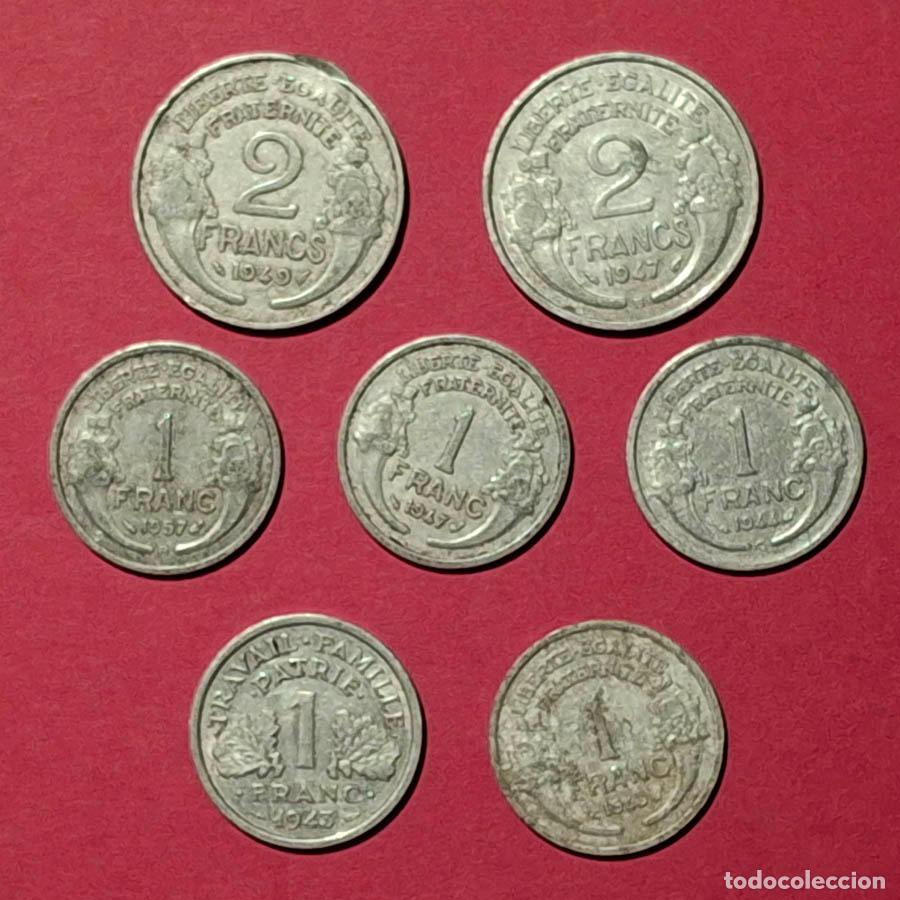 Old Coins of Europe: 8 monedas de aluminio de Francia, a&ntilde;os 40-50
