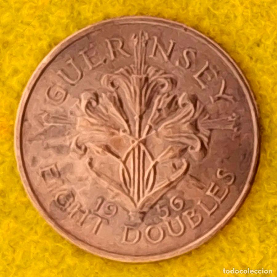 Monedas antiguas de Europa: 8 Doubles de Guernsey de 1956
