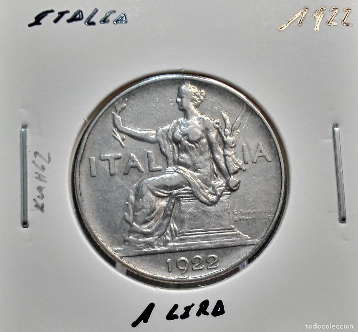 Monedas antiguas de Europa: ITALIA 1 LIRA 1922 KM#62 MBC+.