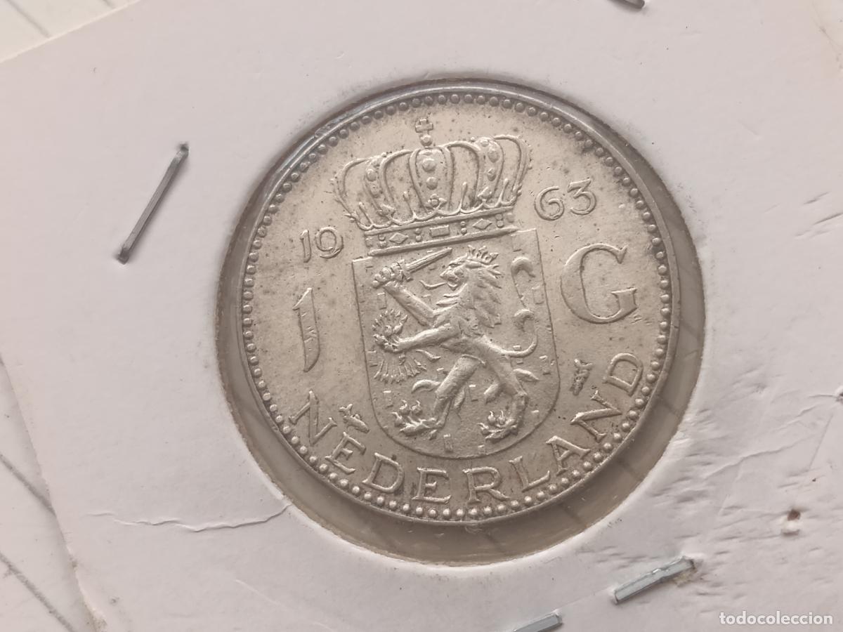 Monedas antiguas de Europa: Holanda. 1 gulden de plata de 1963