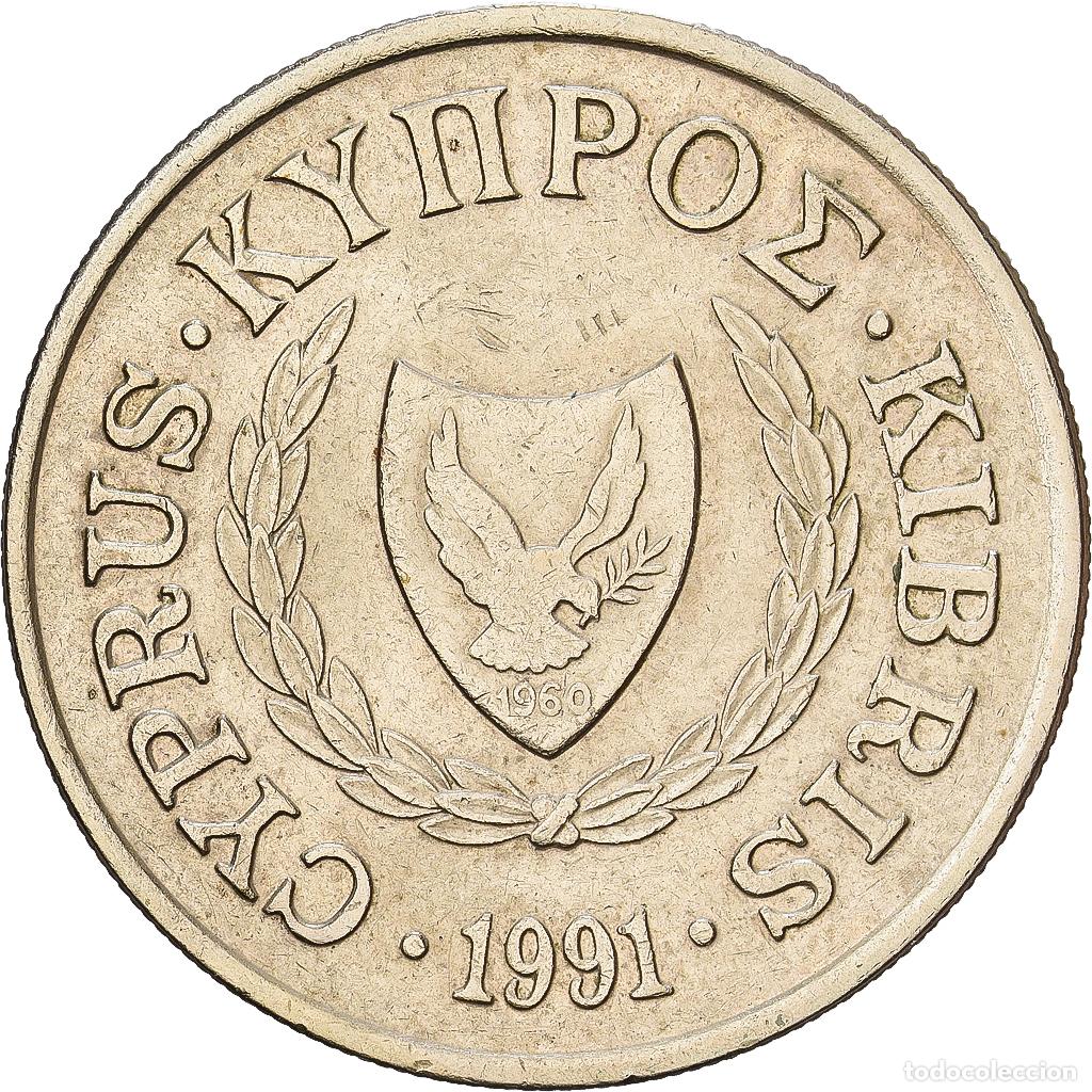 Monedas antiguas de Europa: [#1224410] Chipre, 10 Cents, 1991, N&iacute;quel - lat&oacute;n, MBC, KM:56.3