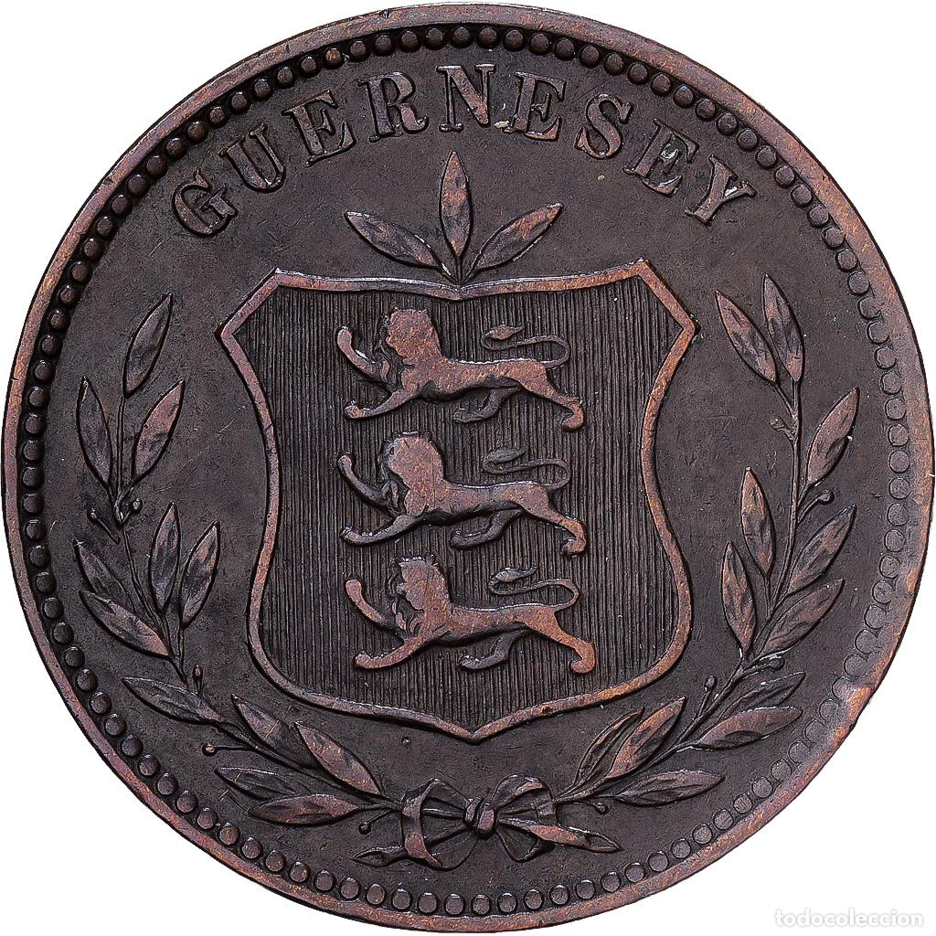 Monedas antiguas de Europa: [#1224419] Guernsey, 8 Doubles, 1910, Heaton, Bronce, MBC, KM:7