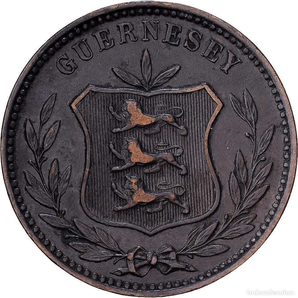 Monedas antiguas de Europa: [#1224421] Guernsey, 8 Doubles, 1889, Heaton, Bronce, MBC, KM:7