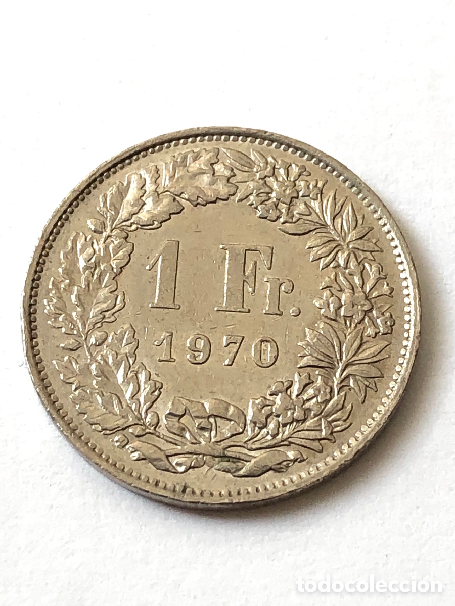 Monedas antiguas de Europa: Moneda de Suiza 1 franco 1970- Emblema nacional