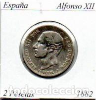 Monedas antiguas de Europa: ESPA&Ntilde;A 1882 (4), 2 PESETAS, ALFONSO XII, AG