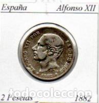 Monedas antiguas de Europa: ESPA&Ntilde;A 1882 (5), 2 PESETAS, ALFONSO XII, AG