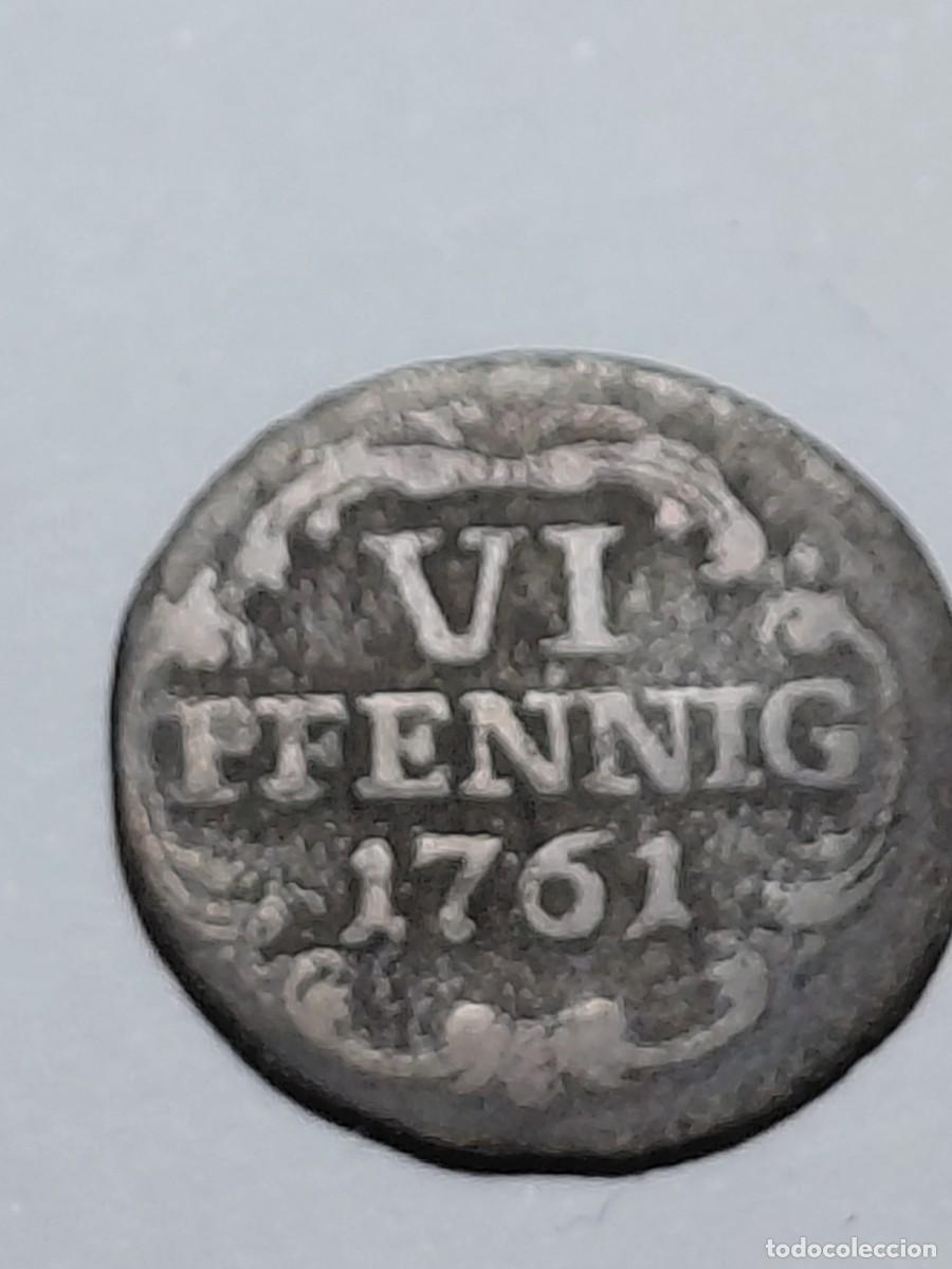 Monedas antiguas de Europa: Sajonia Coburgo Saalfeld - 6 peniques 1761