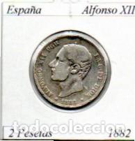 Monedas antiguas de Europa: ESPA&Ntilde;A 1882 (7), 2 PESETAS, ALFONSO XII, AG