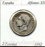 Monedas antiguas de Europa: ESPA&Ntilde;A 1882 (8), 2 PESETAS, ALFONSO XII, AG