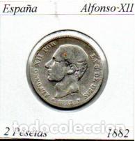Monedas antiguas de Europa: ESPA&Ntilde;A 1882 (6), 2 PESETAS, ALFONSO XII, AG