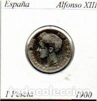 Monedas antiguas de Europa: ESPA&Ntilde;A 1900 (2) , 1 PESETA, ALFONSO XIII, AG