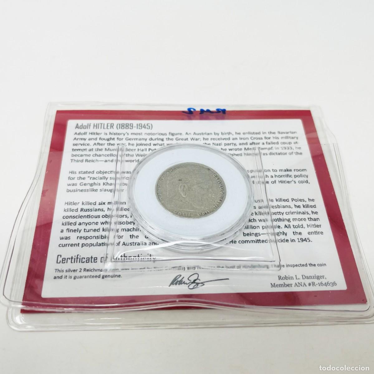 Monedas antiguas de Europa: Moneda Plata 2 Reichsmark Hindenburg Alemania III Reich Certificado Autenticidad Encapsulada