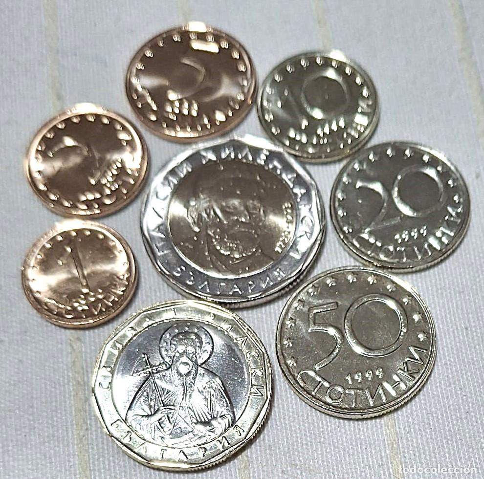 Monedas antiguas de Europa: Bulgaria, Set de 8 monedas: 1, 2, 5, 10, 20 y 50 stotinki + 1 y 2 leva. KM#237a/42, 254+337. SC.