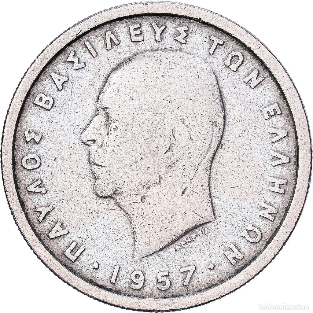 Monedas antiguas de Europa: [#1224563] Grecia, Paul I, 2 Drachmai, 1957, Cobre - n&iacute;quel, BC+, KM:82