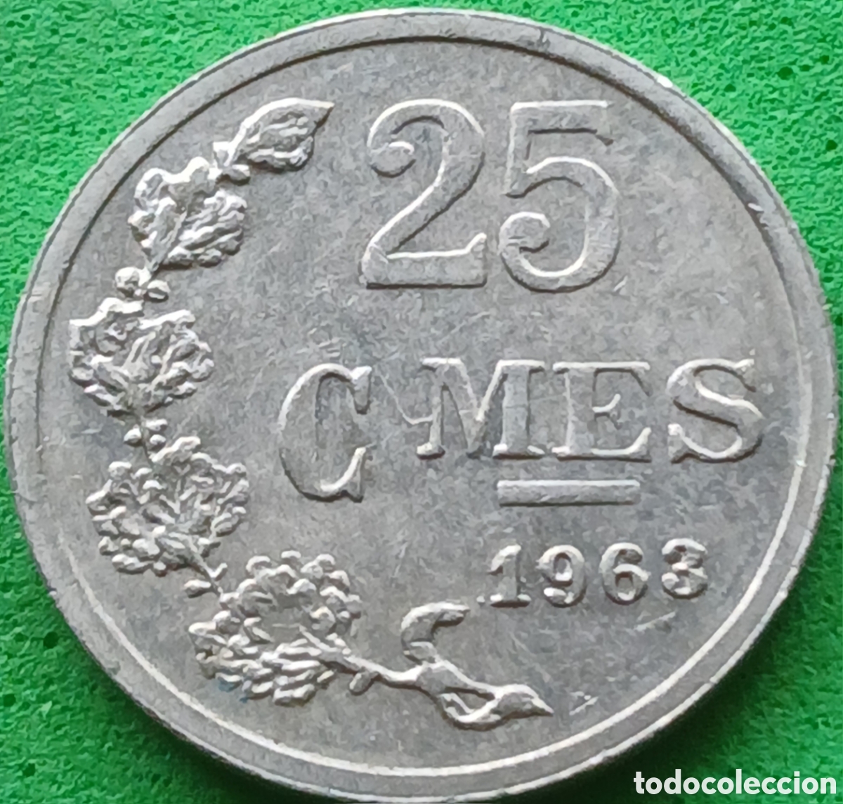 Monedas antiguas de Europa: Luxemburgo 25 c&eacute;ntimos 1963 km#45a alineaci&oacute;n moneda (180&deg;)