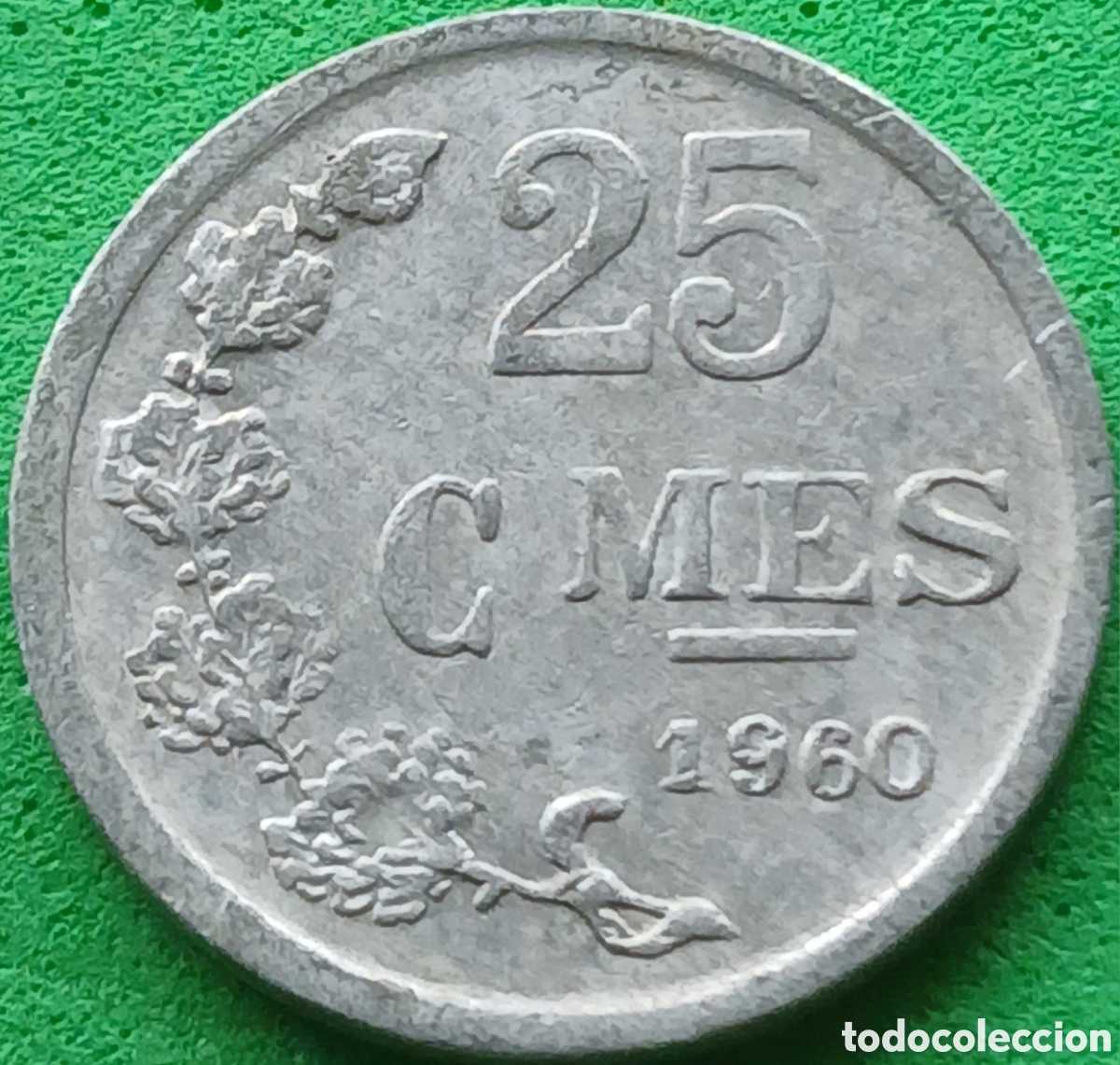 Monedas antiguas de Europa: Luxemburgo 25 c&eacute;ntimos 1960 km#45a alineaci&oacute;n moneda (180&deg;)