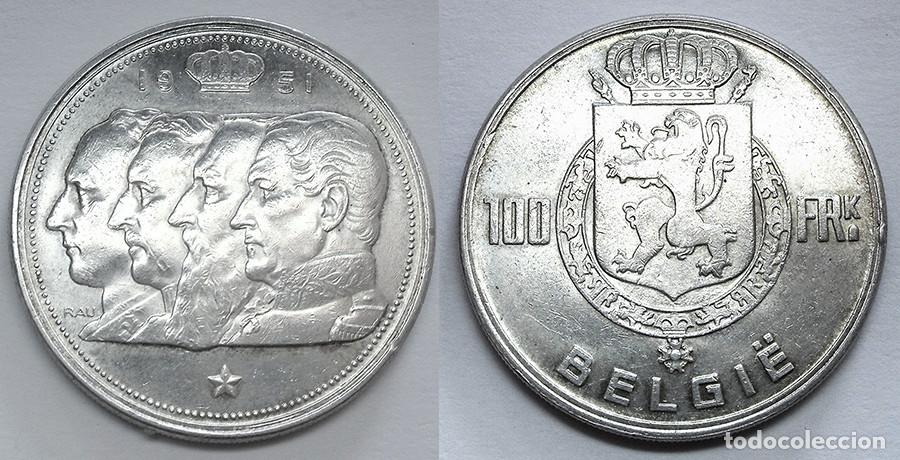 Monedas antiguas de Europa: BELGICA - 100 FRANCOS - 1951 - PLATA - XF40/E.B.C++