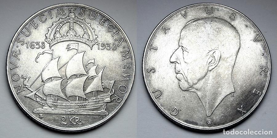 Monedas antiguas de Europa: SUECIA - 2 CORONAS - 1938G - PLATA - XF40/E.B.C++