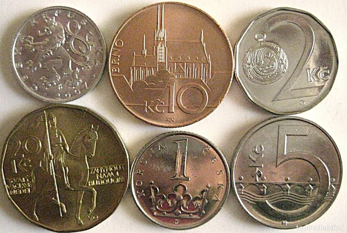 Monedas antiguas de Europa: Rep. Checa: Set de 6 monedas: 1, 2, 5, 10, 20 y 50 Coronas./ Sin Circular.