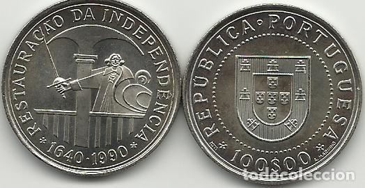 Monedas antiguas de Europa: REBAJAS - PORTUGAL - 100 ESCUDOS - 1990 - RESTAURA&Ccedil;&Atilde;O INDEPENDENCIA - FOTOS