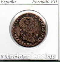 Monedas antiguas de Europa: ESPA&Ntilde;A 1833, 8 MARAVEDIES, SEGOVIA, FERNANDO VII, COBRE