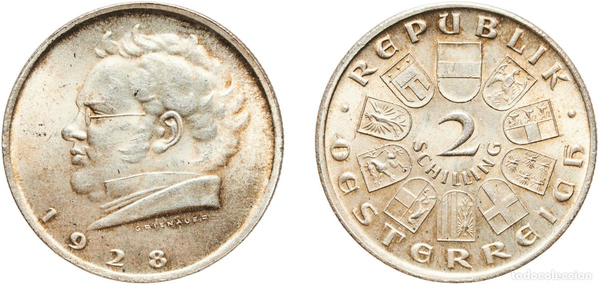 Monedas antiguas de Europa: Austria First Republic 1928 2 Schilling (Franz Schubert) Silver (.640) Vienna Mint (6900000) 11.93g