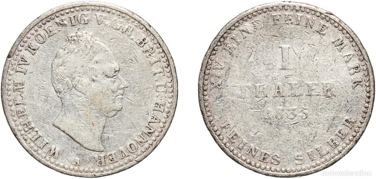 Monedas antiguas de Europa: Germany Kingdom of Hannover German states 1835 A 1 Thaler - William IV Silver (.992) Clausthal Mint