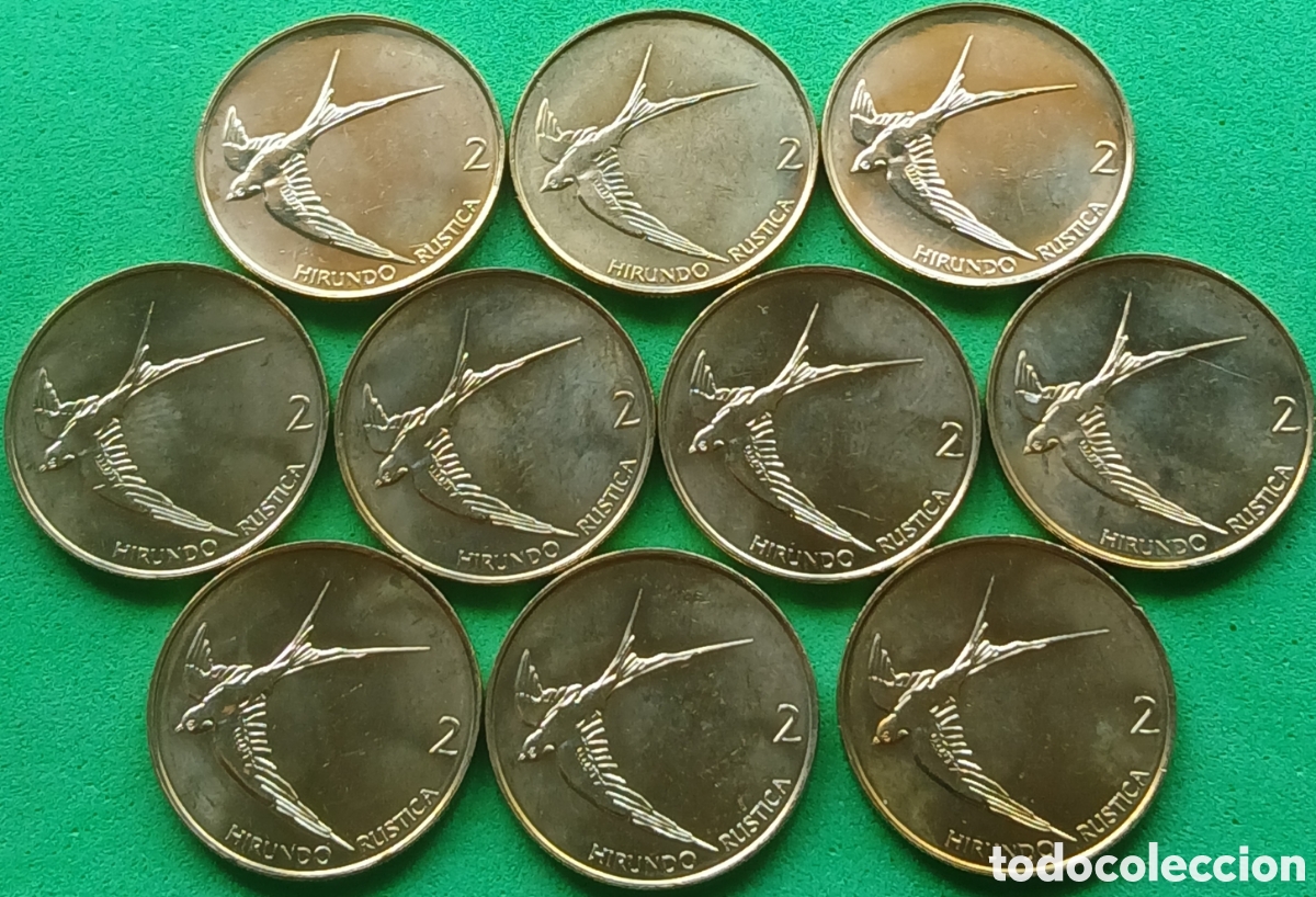 Monedas antiguas de Europa: Eslovenia 2 tolarja 2004 x 10 monedas. Km#5