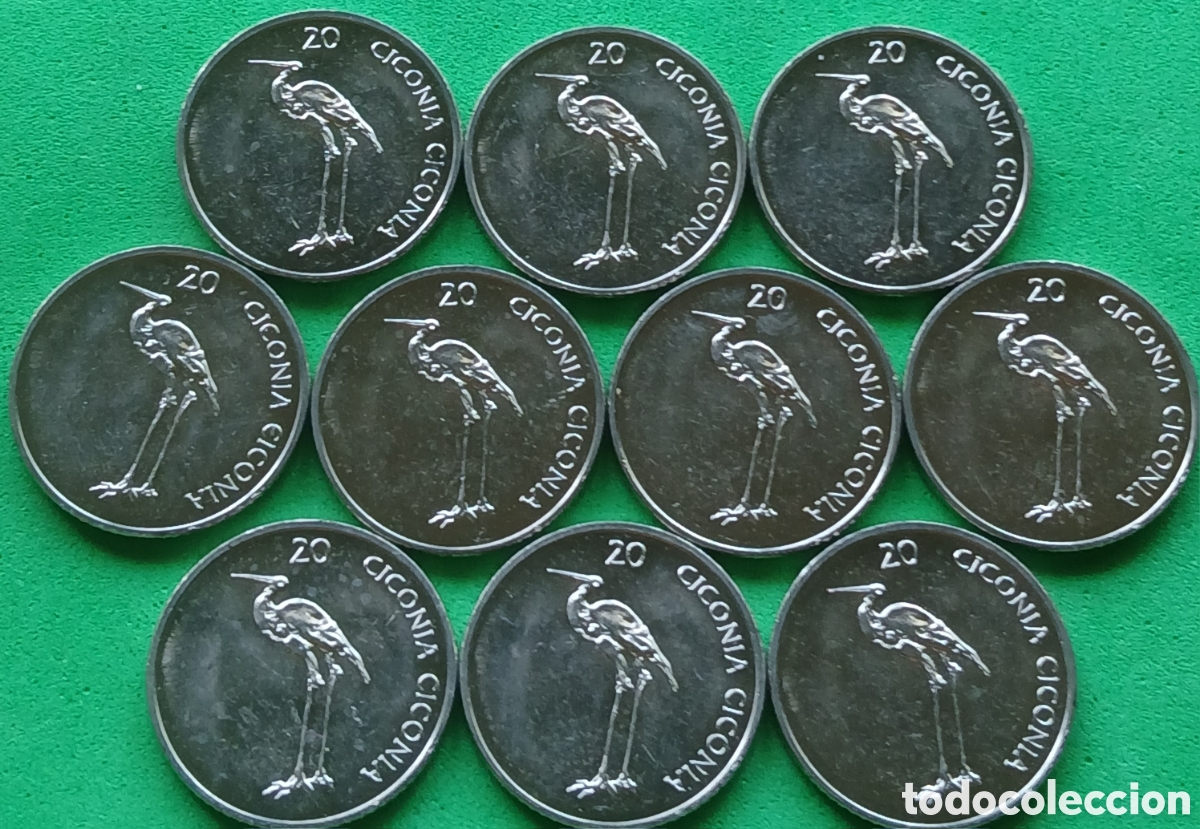 Monedas antiguas de Europa: Eslovenia 20 tolarjev 2006 x 10 monedas. Km#51