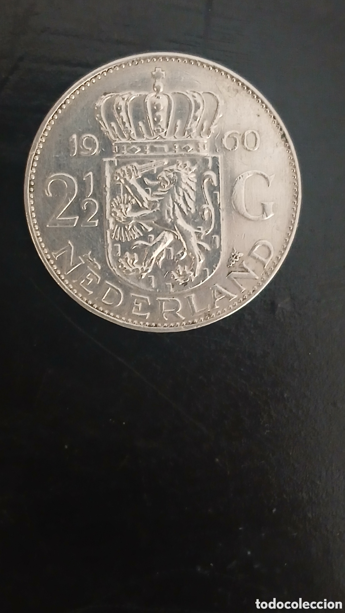 Monedas antiguas de Europa: 2&frac12; Gulden Holanda 1960.Reina Juliana 15 g Pa&iacute;ses Bajos