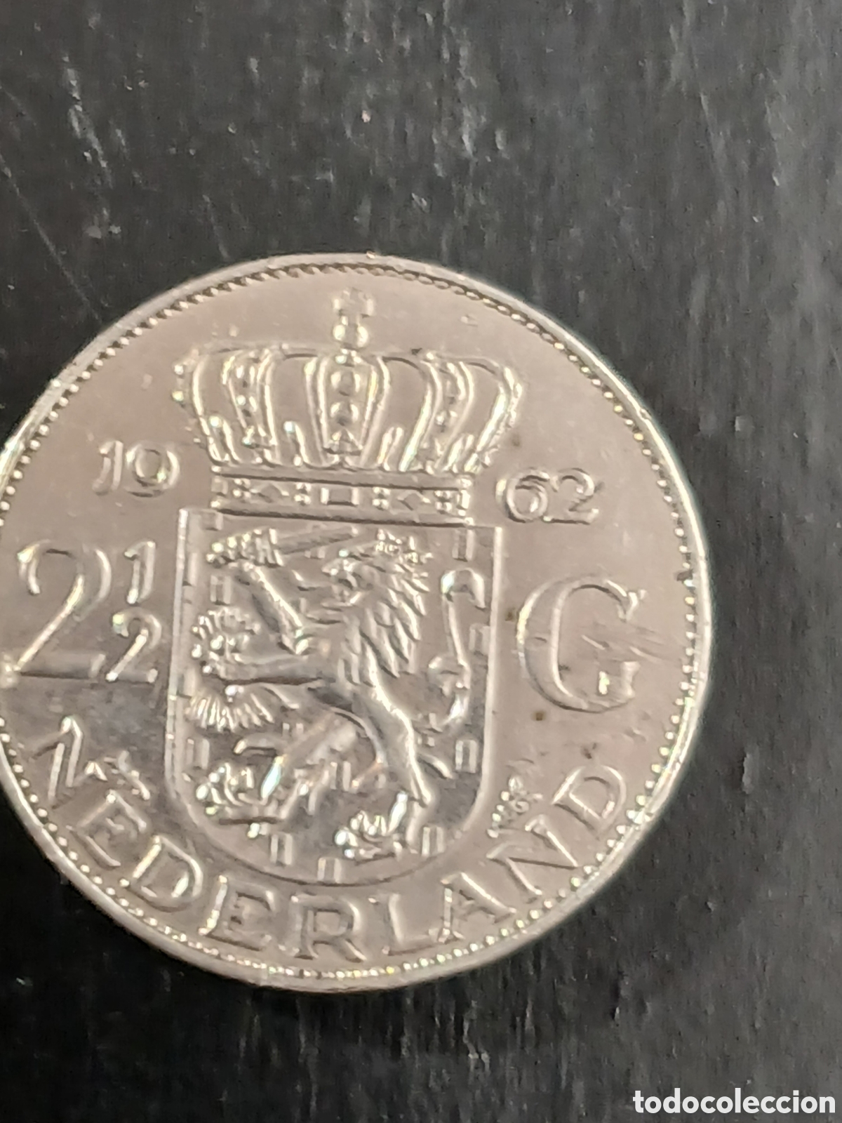 Monedas antiguas de Europa: 2&frac12; Gulden Holanda 1962.Reina Juliana 15 g Pa&iacute;ses Bajos