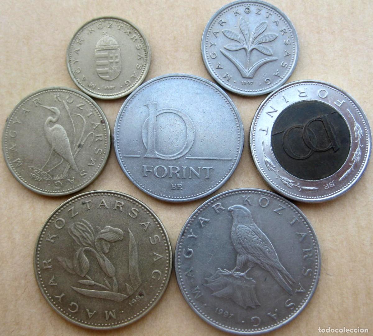 Monedas antiguas de Europa: Hungr&iacute;a, Set de 7 monedas: 1, 2, 5, 10, 20, 50 y 100 Forint./ Usadas./ (Ver Foto).