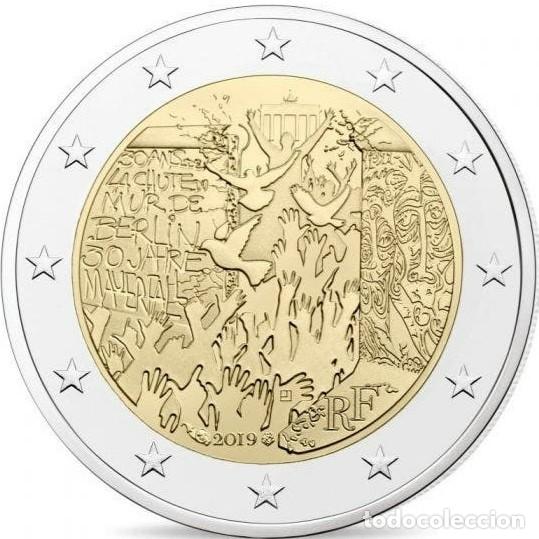 Monedas antiguas de Europa: 2 euros. Francia. 30 aniversario. Caida del muro de Berl&iacute;n