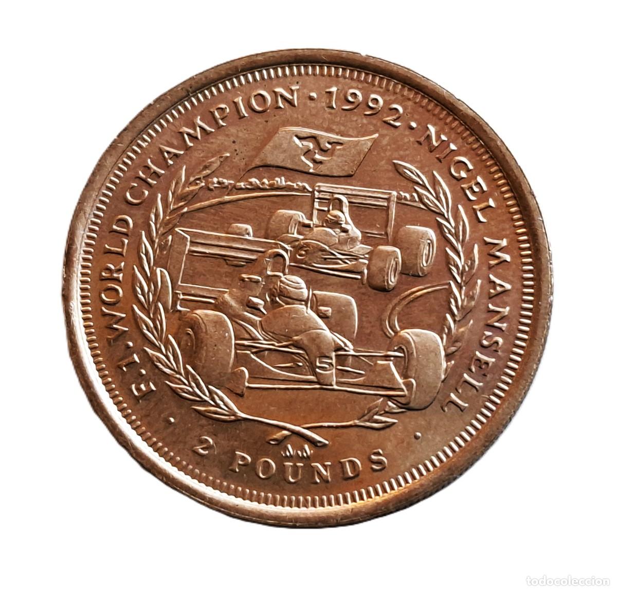Monedas antiguas de Europa: ISLA DE MAN 2 LIBRAS 1993 ISABEL II Campe&oacute;n Mundial de F1 Nigel Mansell (MUY VALIOSA)