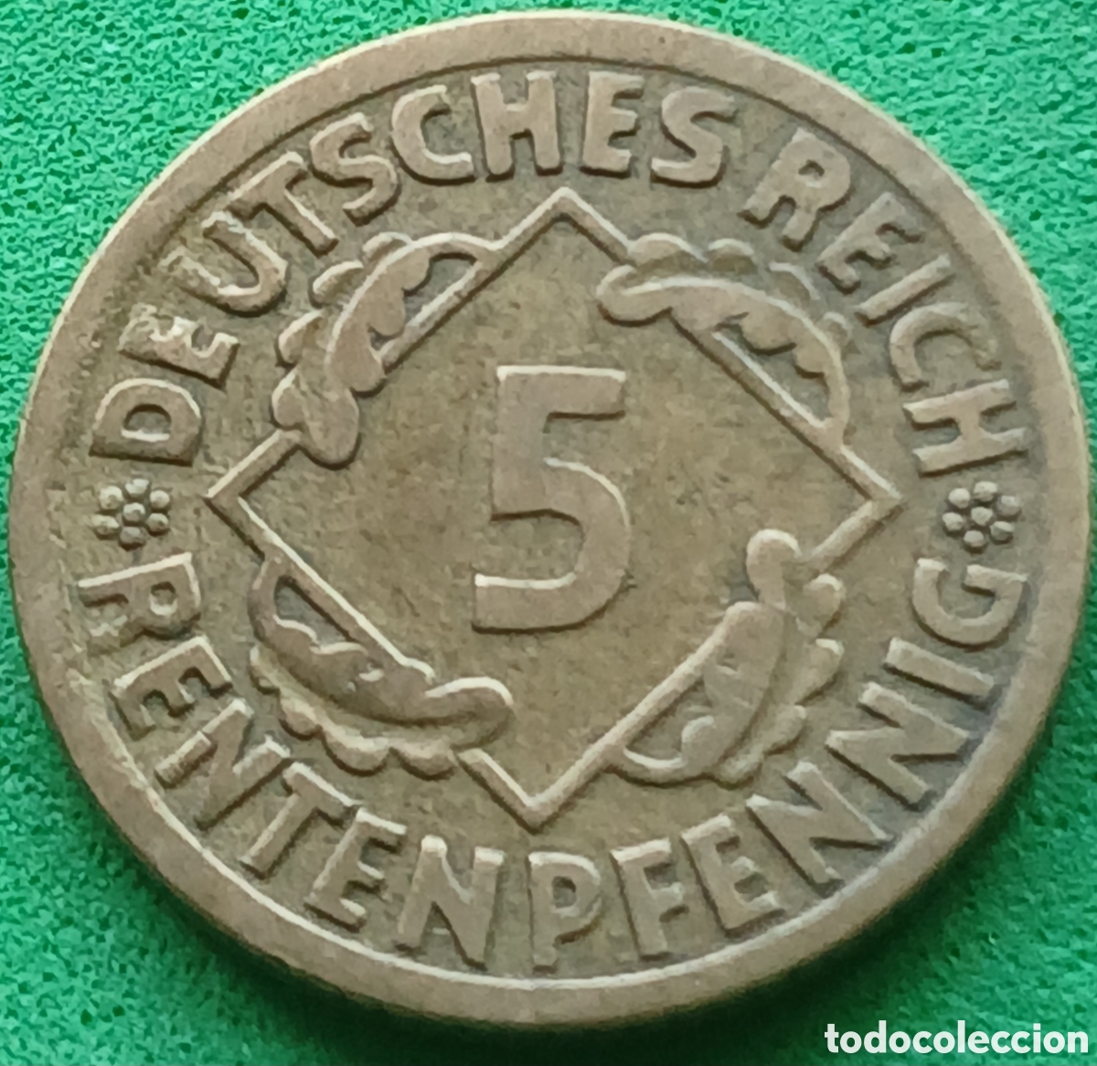 Monedas antiguas de Europa: Alemania Rep&uacute;blica de Weimar 5 rentenpfennig 1924 F km#32