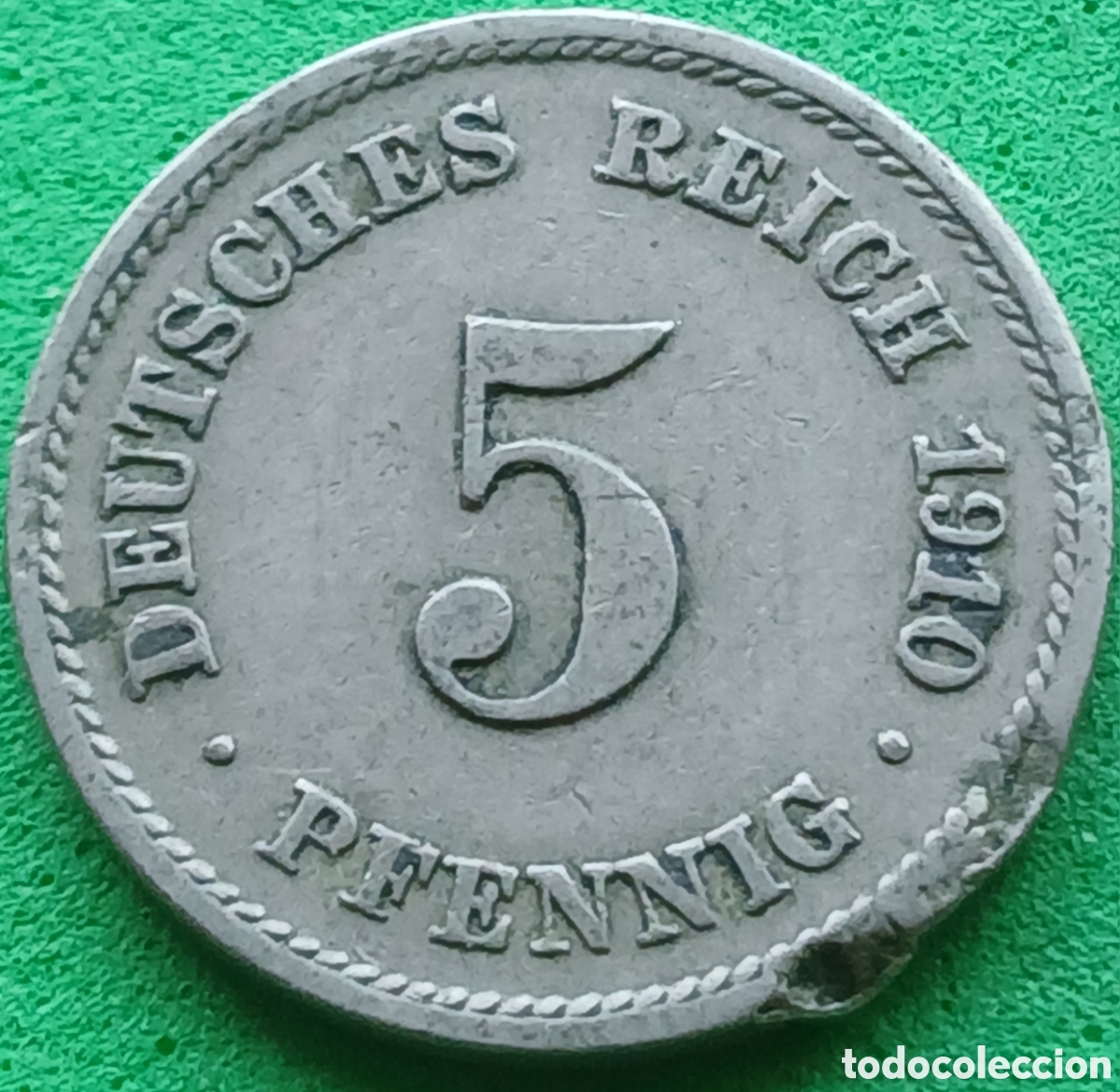 Monedas antiguas de Europa: Alemania Imperio 5 pfennig 1910 E km#11 poco com&uacute;n